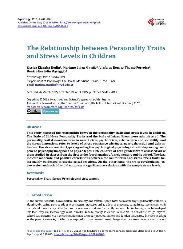 (PDF) The Relationship between Personality Traits and Stress Levels in ...