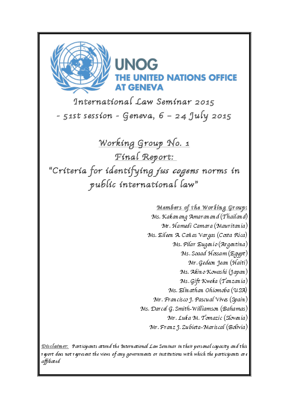 (PDF) Criteria for identifying jus cogens norms in public international law