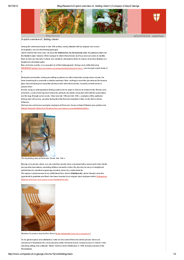 Pdf Una Rapida Carrellata Su Sedie Pieghevoli A Quick