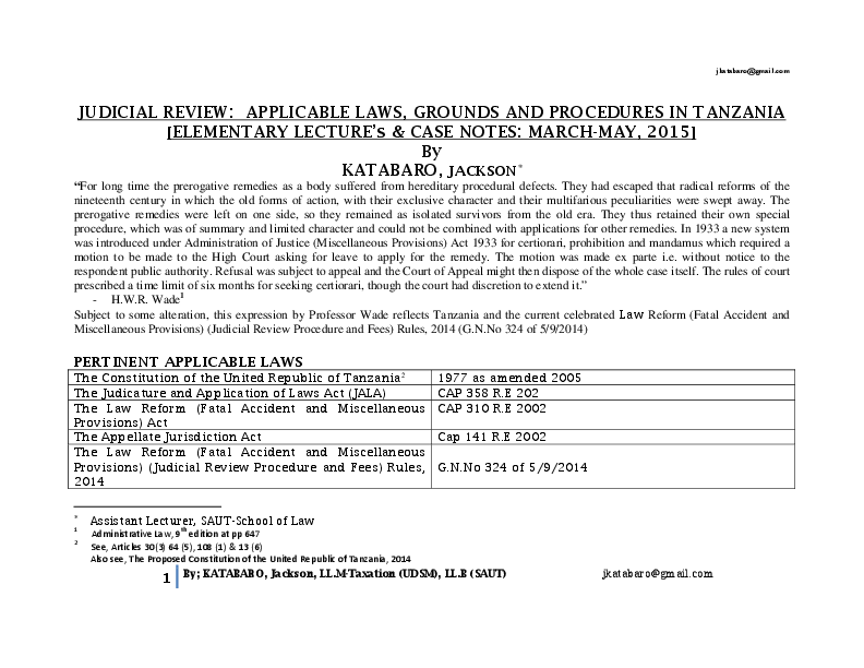 (PDF) Judicial Review Case Notes Jackson Katabaro Academia.edu