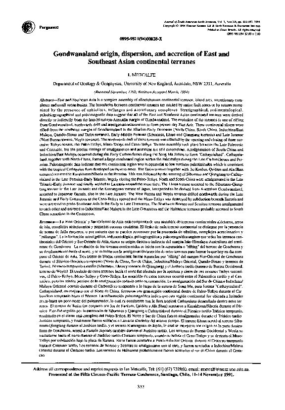 PDF) Gondwanaland origin, dispersion, and accretion of East