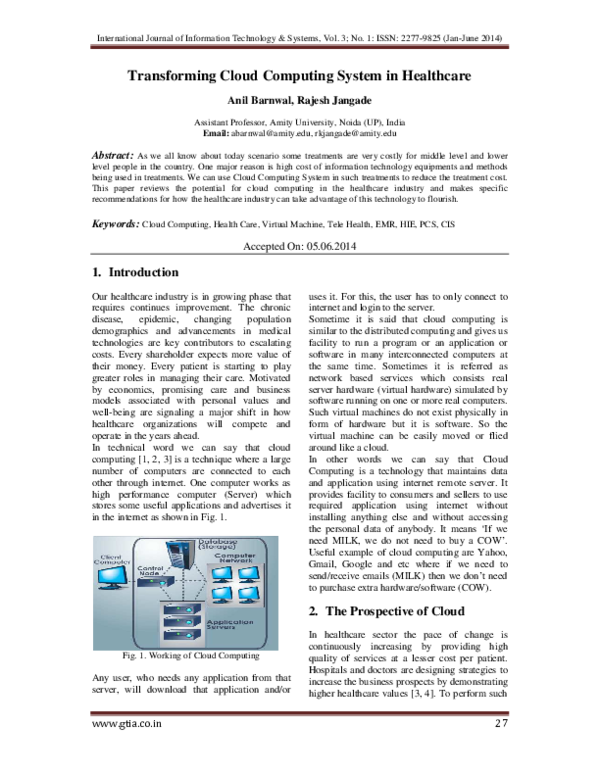 (PDF) Transforming Cloud Computing System in Healthcare