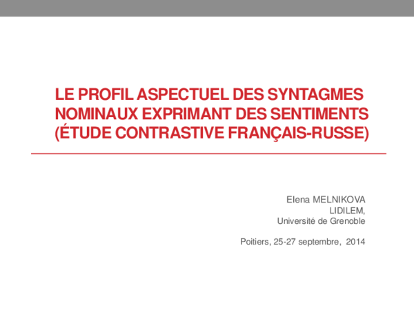 (PDF) Profil aspectuel des syntagmes nominaux exprimant des sentiments ...
