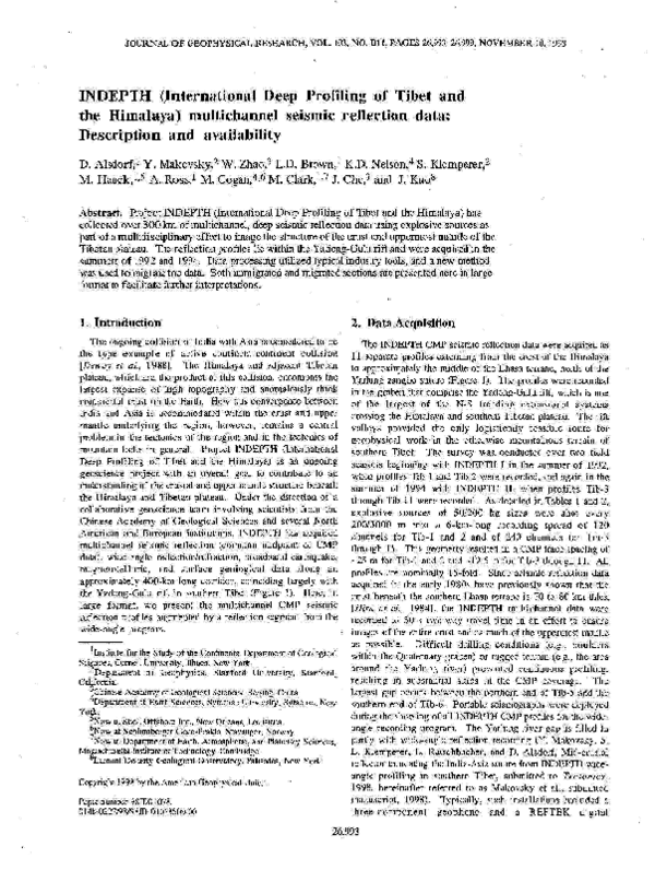 (PDF) INDEPTH (International Deep Profiling of Tibet and the Himalaya ...