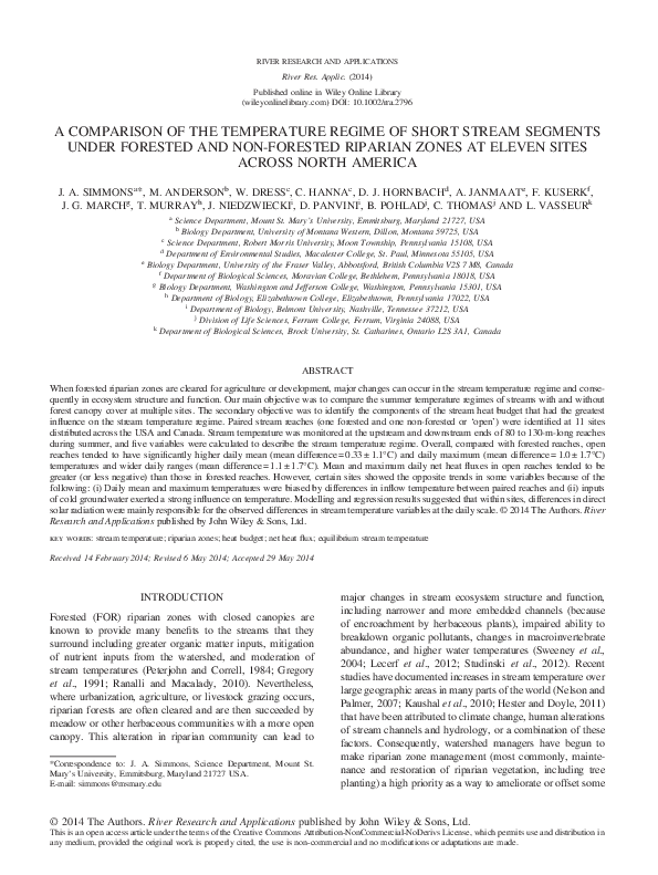 (PDF) A comparison of the stream temperature regime of short stream ...