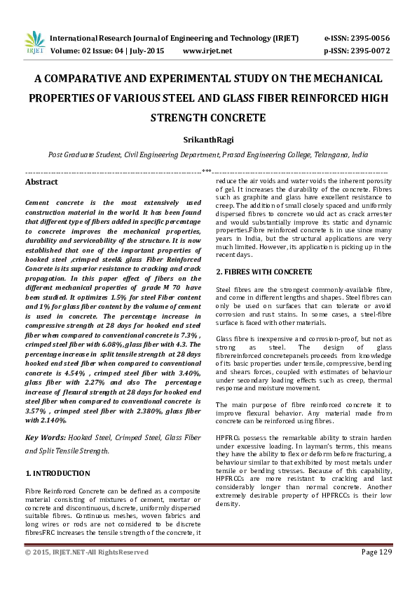 (PDF) IRJET-A COMPARATIVE AND EXPERIMENTAL STUDY ON THE MECHANICAL ...