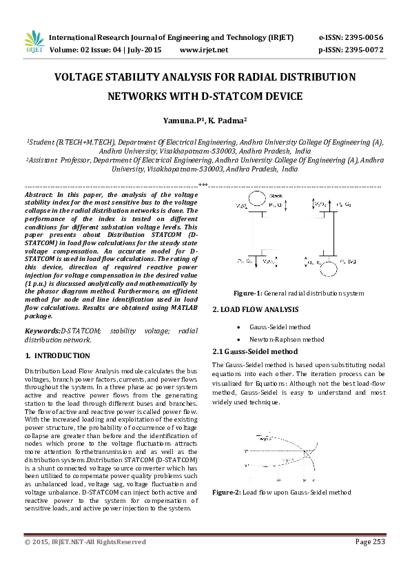 (PDF) IRJET-VOLTAGE STABILITY ANALYSIS FOR RADIAL DISTRIBUTION NETWORKS ...