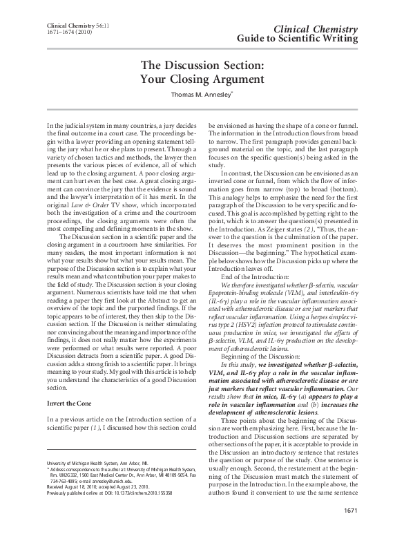 (PDF) The Discussion Section: Your Closing Argument