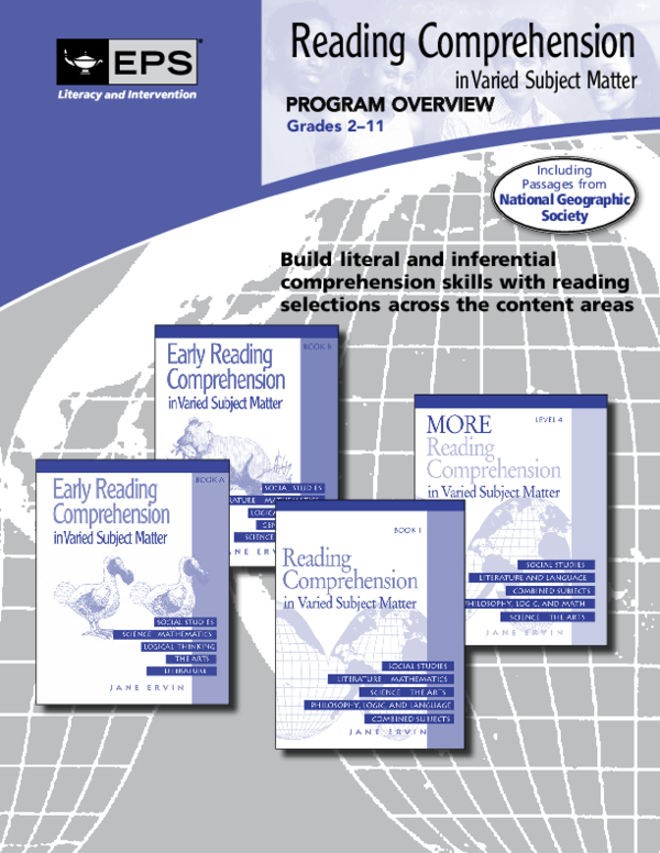 Reading Comprehension in Varied Subject Matter Program Overview Grades