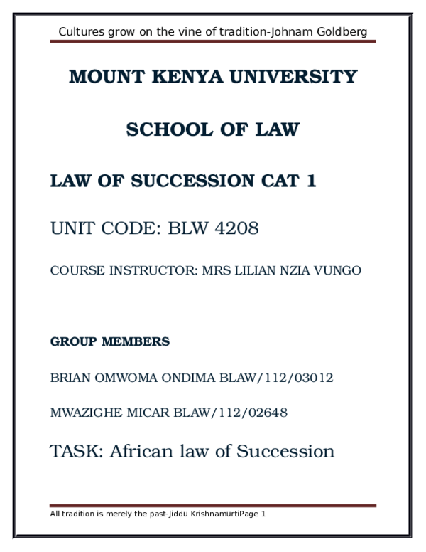 (DOC) Succession under African Customary Law Justice Micar Academia.edu