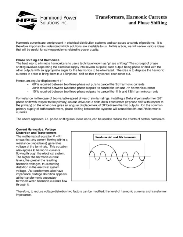 (PDF) Transformers, Harmonic Currents and Phase Shifting Rajendra