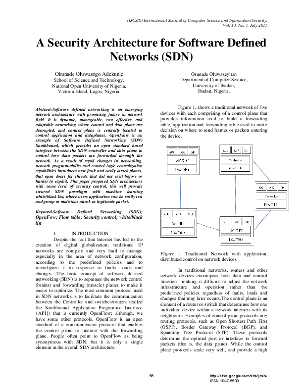 (PDF) A Security Architecture for Software Defined Networks (SDN)