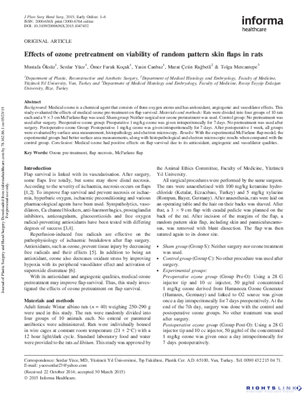 (PDF) Effects of ozone pretreatment on viability of random pattern skin ...