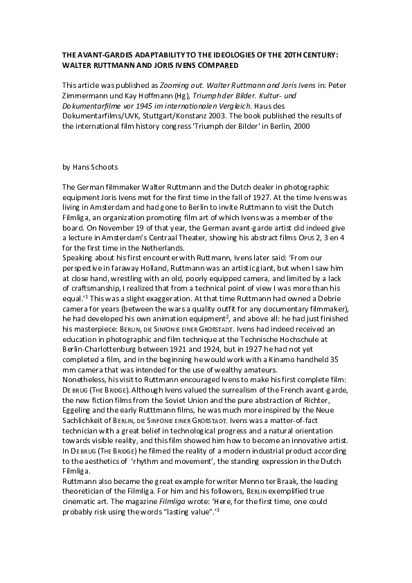 (PDF) The avant-gardes adaptability to the ideologies of the twentieth ...