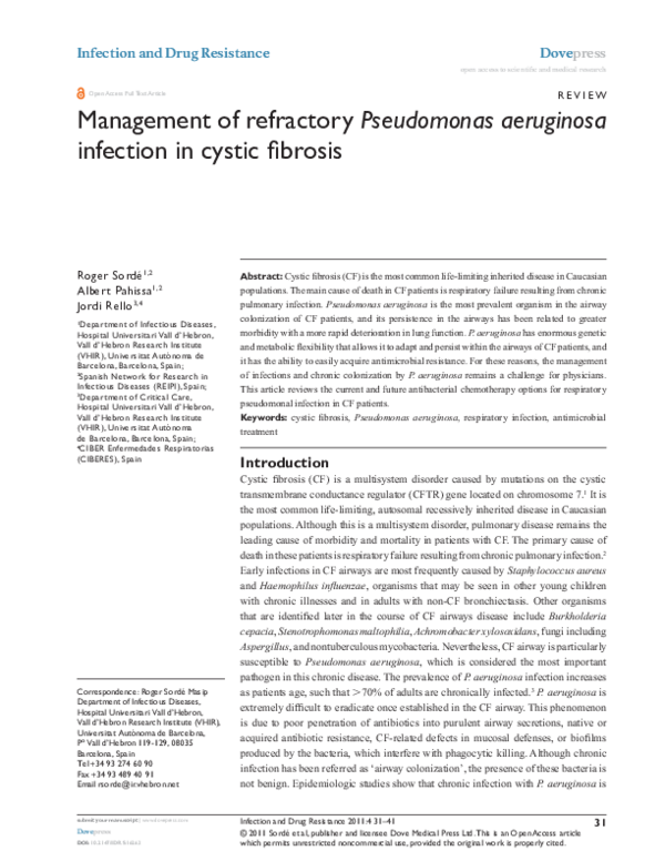(PDF) Management of refractory Pseudomonas aeruginosa infection in ...