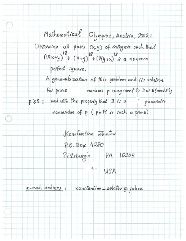 (PDF) A Mathematical Olympiad Problem( Austria , 2002): A ...