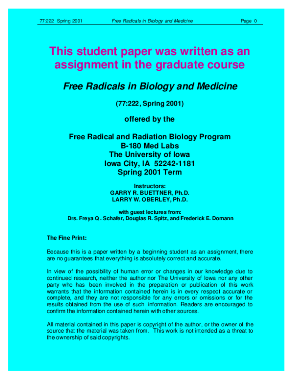(PDF) This student paper was written as an assignment in the graduate ...