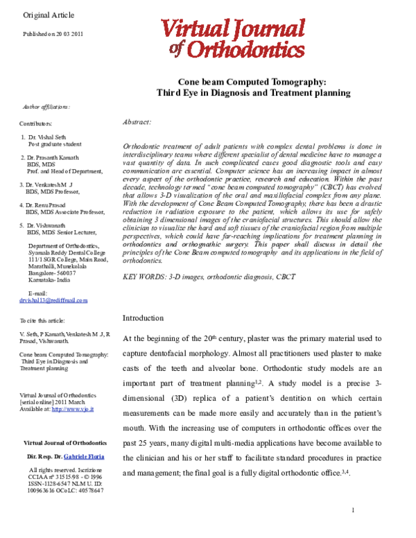 (PDF) Cone beam Computed Tomography: Third Eye in Diagnosis and ...