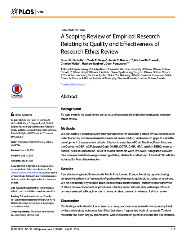 (PDF) A scoping review of empirical research relating to quality and ...