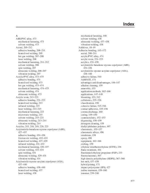 (PDF) Index 2009 HandbookofPlasticsJoiningSecondEdition Antonio