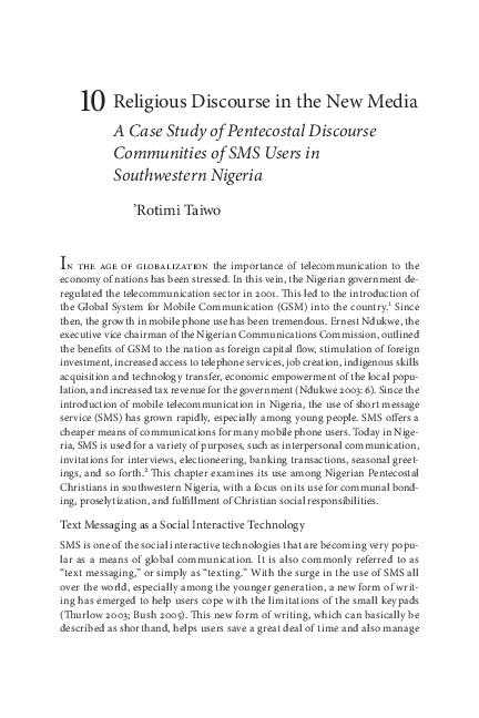 (PDF) Religious Discourse in the New Media: A Case Study of Pentecostal ...