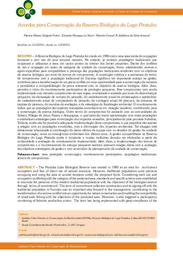 (PDF) Acordos para Conservação da Reserva