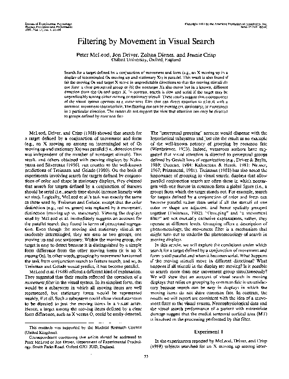 (PDF) Filtering by movement in visual search