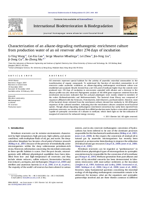 Characterization of an alkane-degrading methanogenic enrichment culture ...