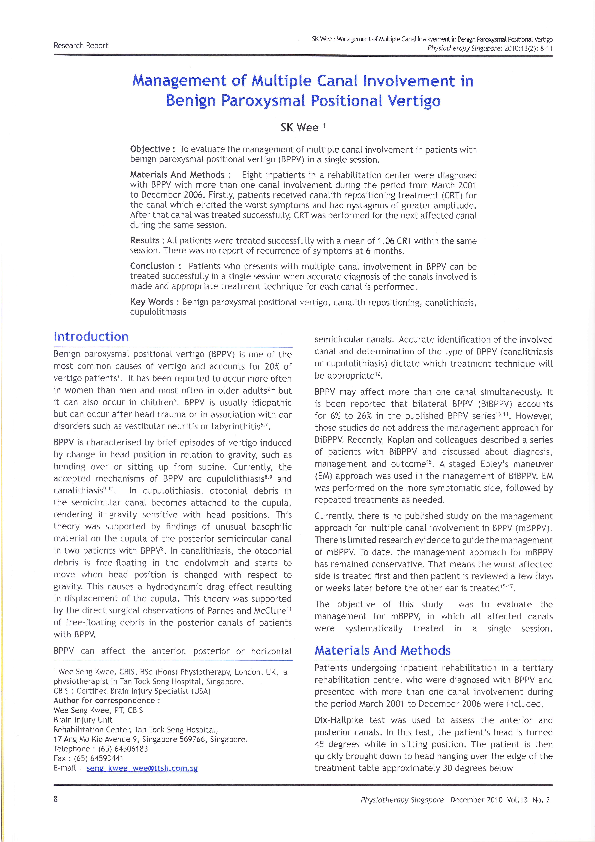 (PDF) Management of multiple canal involvement in benign paroxysmal ...