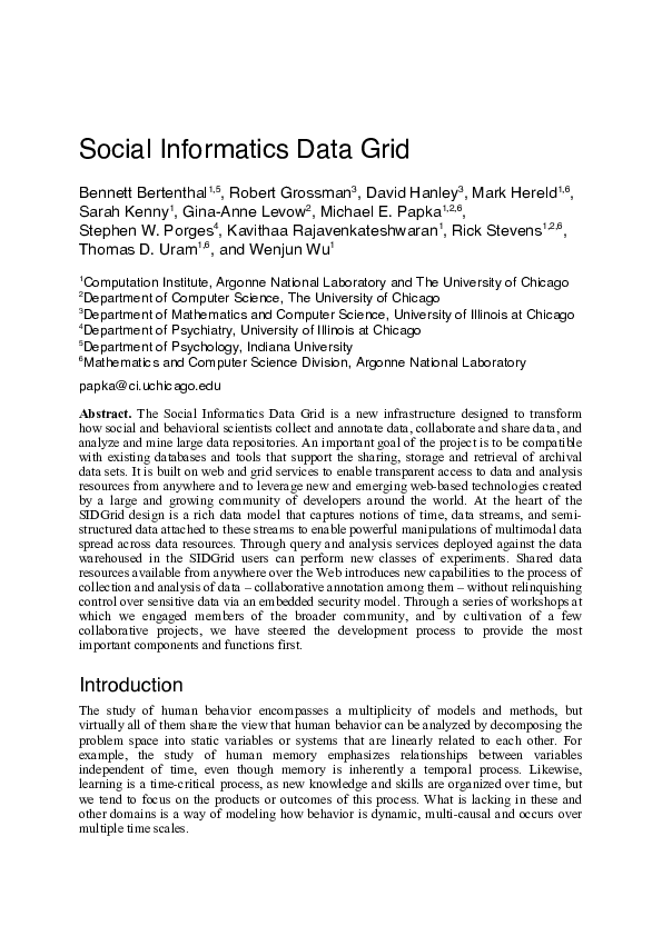 (PDF) Social Informatics Data Grid