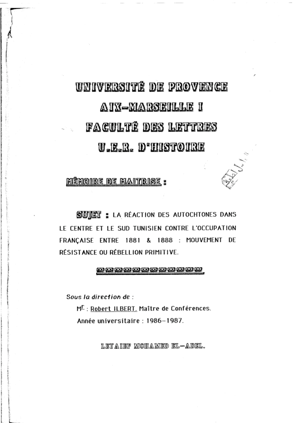 (PDF) LA RÉACTION DES AUTOCHTONES DANS LE CENTRE ET LE SUD TUNISIEN ...