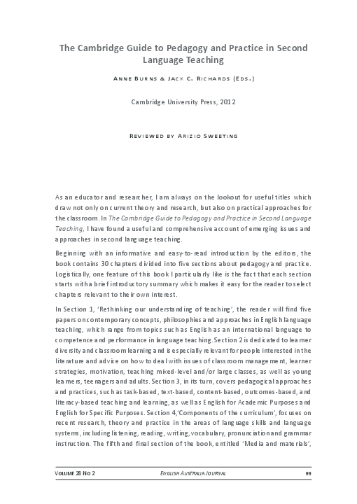 (PDF) The Cambridge Guide to Pedagogy and Practice in Second Language ...