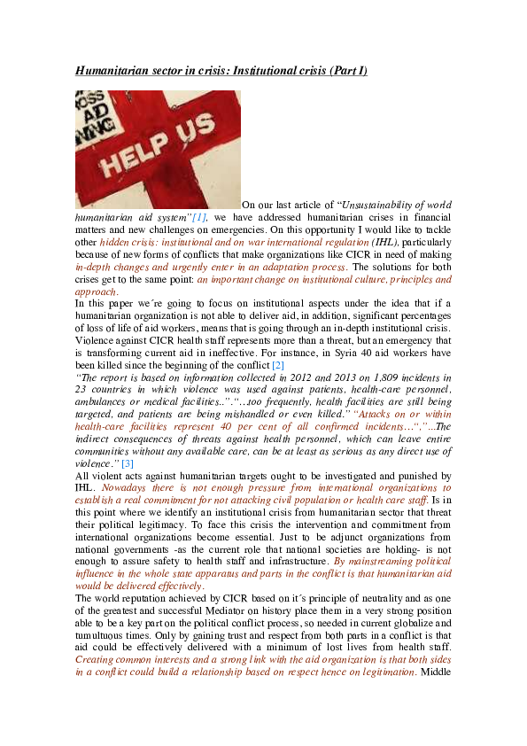 Humanitarian issues in the world picture