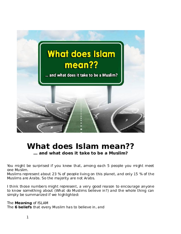 (DOC) What does Islam mean?? … and what does it take to be a Muslim