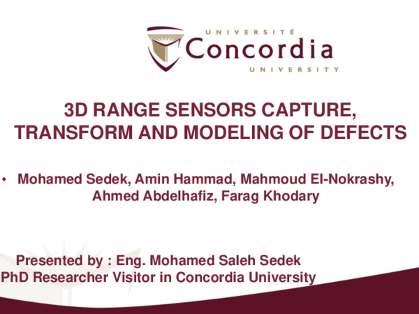(PDF) 3D RANGE SENSORS CAPTURE, TRANSFORM AND MODELING OF DEFECTS