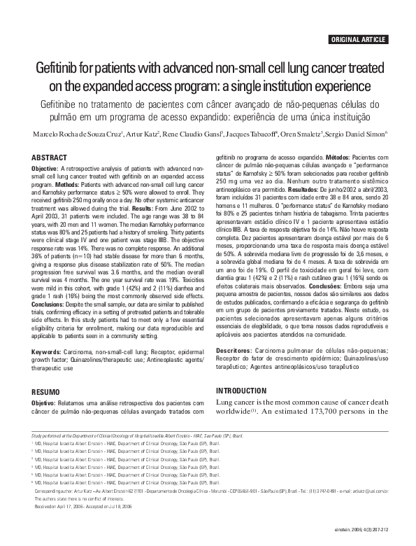 (PDF) Gefitinib for patients with advanced non-small cell lung cancer ...