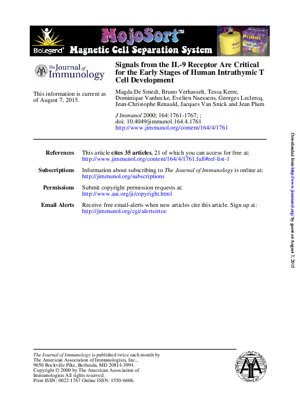 (PDF) Development Human Intrathymic T Cell Critical for the Early ...