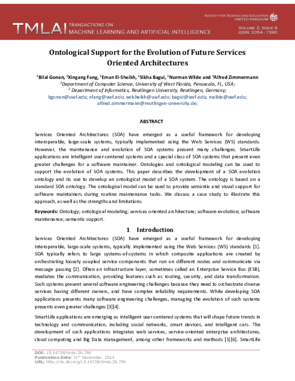 (PDF) Ontological Support for the Evolution of Future Services Oriented ...
