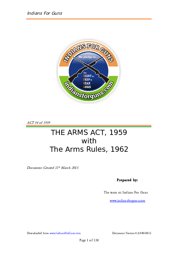 (PDF) Arms Act 1959 and Arms Rules 1962 Abhijeet Singh Academia.edu