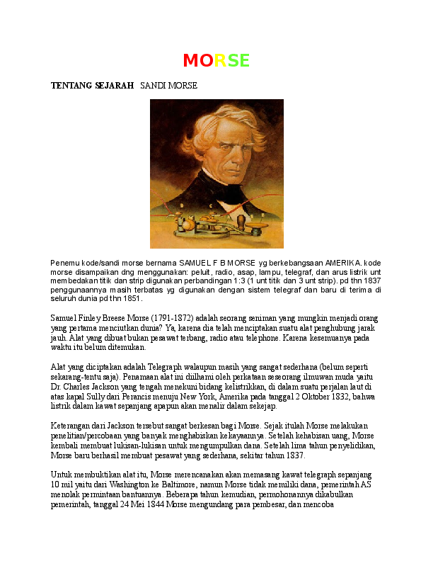 Doc Morse Tentang Sejarah Sandi Morse Wanes Prasetyo Academia Edu Doc Morse Tentang Sejarah Sandi Morse Wanes Prasetyo Academia Edu