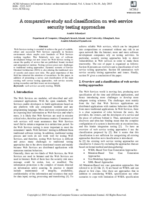 (PDF) A comparative study and classification on web service security ...