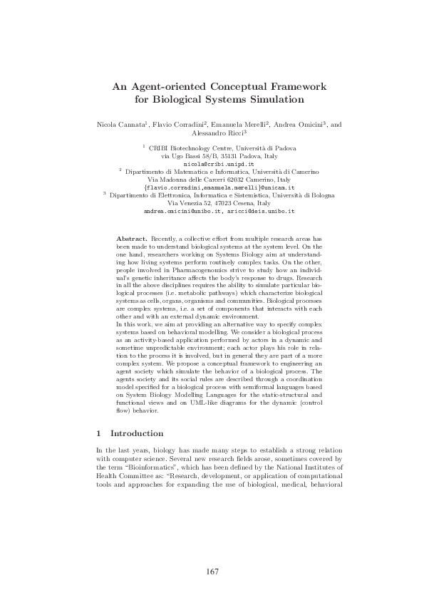 (PDF) An agent-oriented conceptual framework for biological systems ...