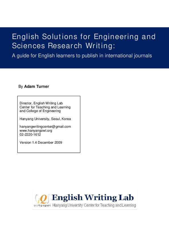 (PDF) English Solutions for Engineering and Science Research Writing