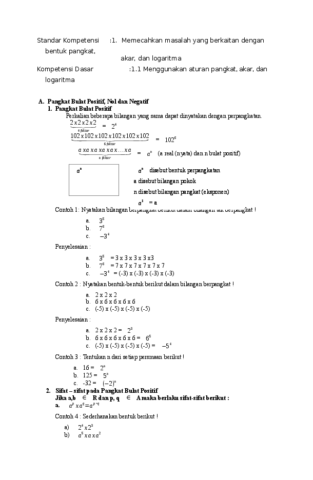 Doc Eksponen Dan Logaritma Doc Eksponen Dan Logaritma