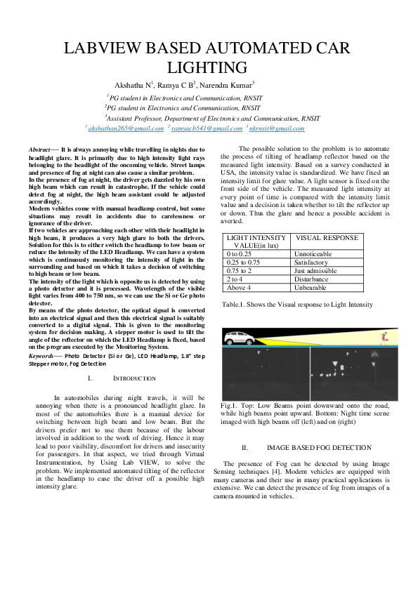(PDF) labview based automated car lighting controller