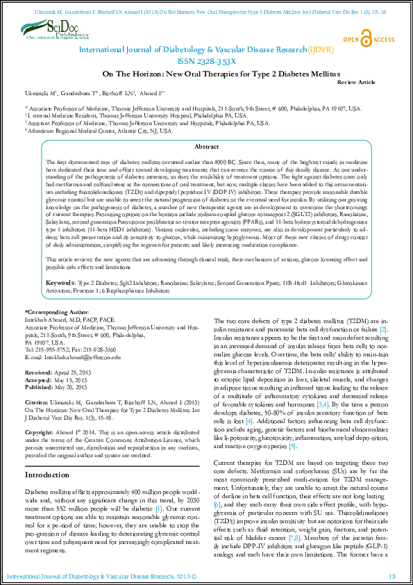 diabetes mellitus research articles pdf