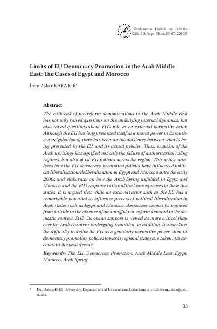 (PDF) Limits of EU Democracy Promotion in the Arab Middle East: The ...