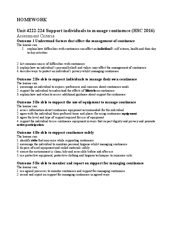 Manage continence essay image