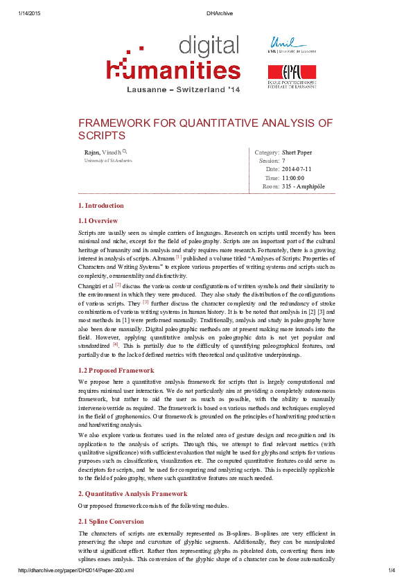 (PDF) Framework for Quantitative Analysis of Scripts
