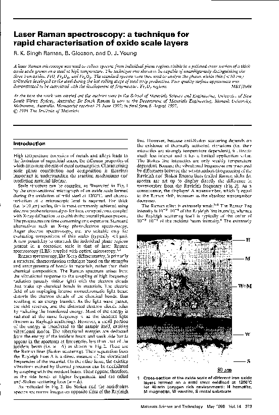 Laser Raman spectroscopy: a technique for rapid characterisation of ...